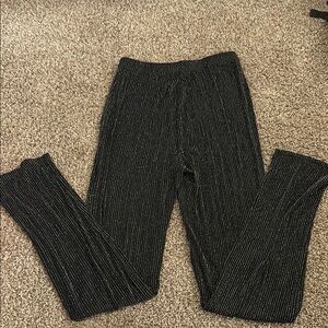 Shein Black Silver Sparkly Detailed Straight Leg Baggy Pants